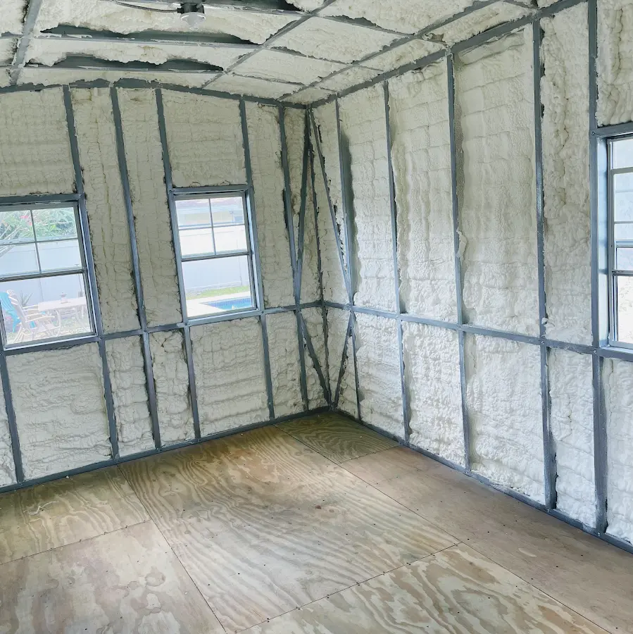Closed-cell spray foam insulation applied to wall cavities in a residential project in Ojai
